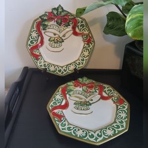 Vintage Fitz and Floyd Christmas Bells Serving Plate, set of two